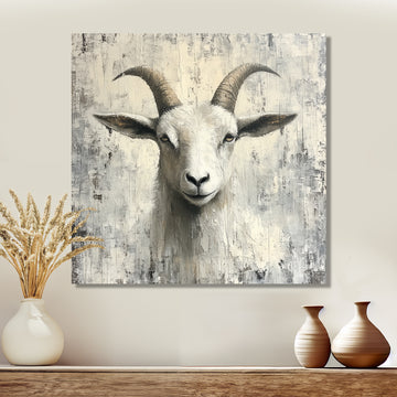 Grey And Minimalism Coastal Goats - Goat Canvas Wall Art